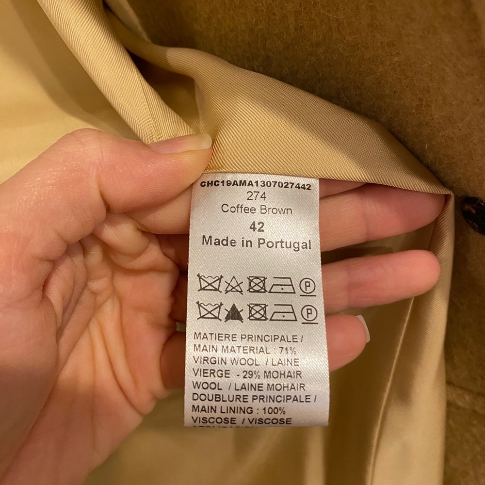 Chloe coat virgin wool mohair wool camel color Sz 42 - Picture 9 of 14